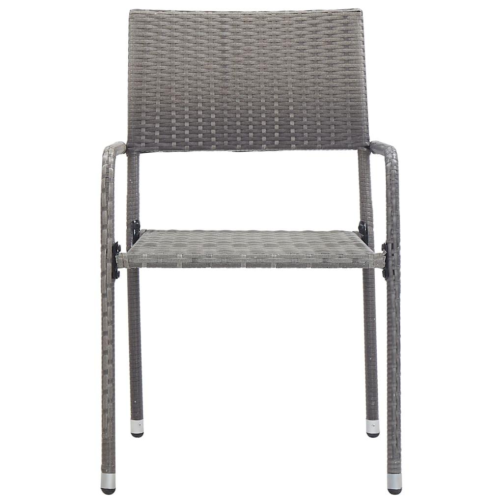 Havestole 2 stk. stabelbare polyrattan grå