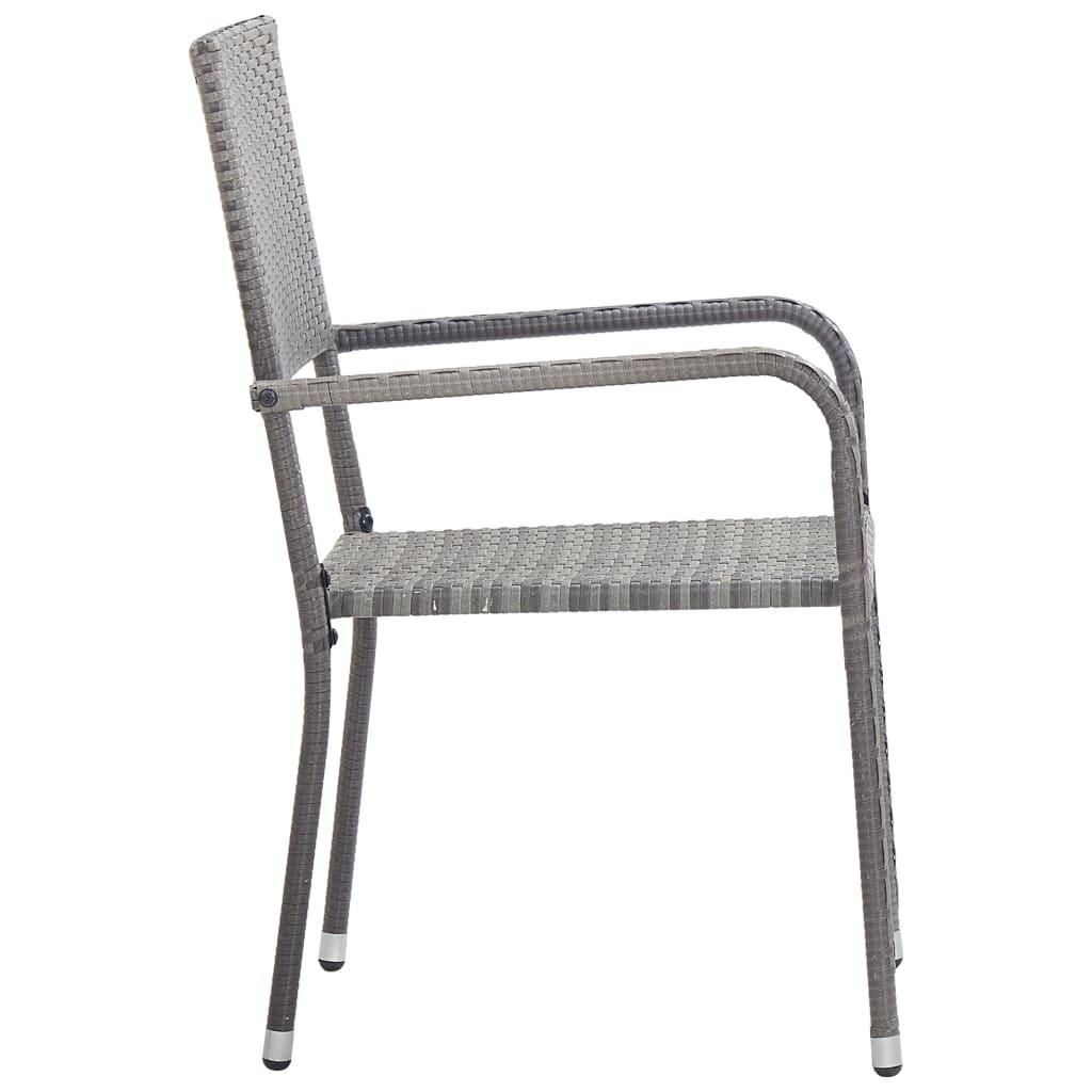 Havestole 2 stk. stabelbare polyrattan grå
