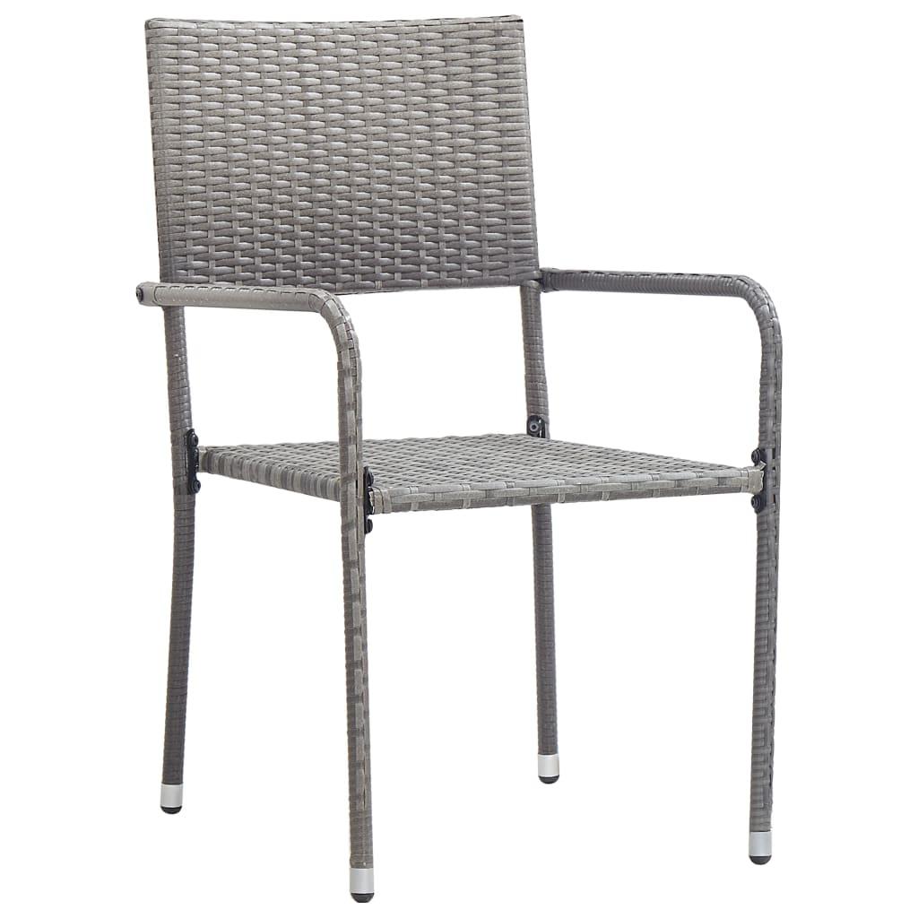Havestole 4 stk. stabelbare polyrattan grå