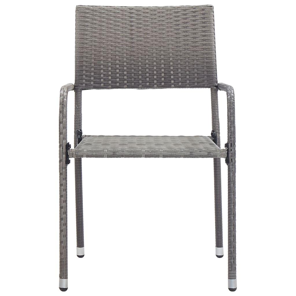Havestole 4 stk. stabelbare polyrattan grå