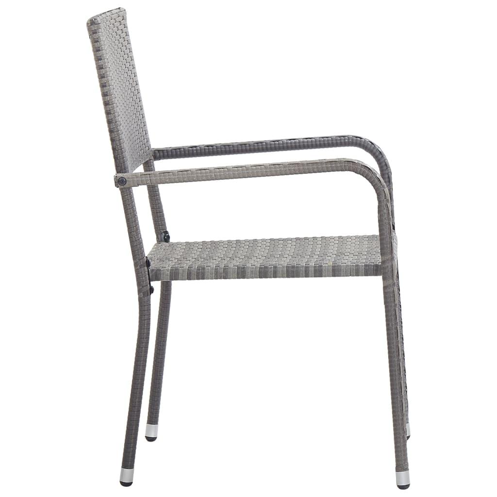 Havestole 4 stk. stabelbare polyrattan grå