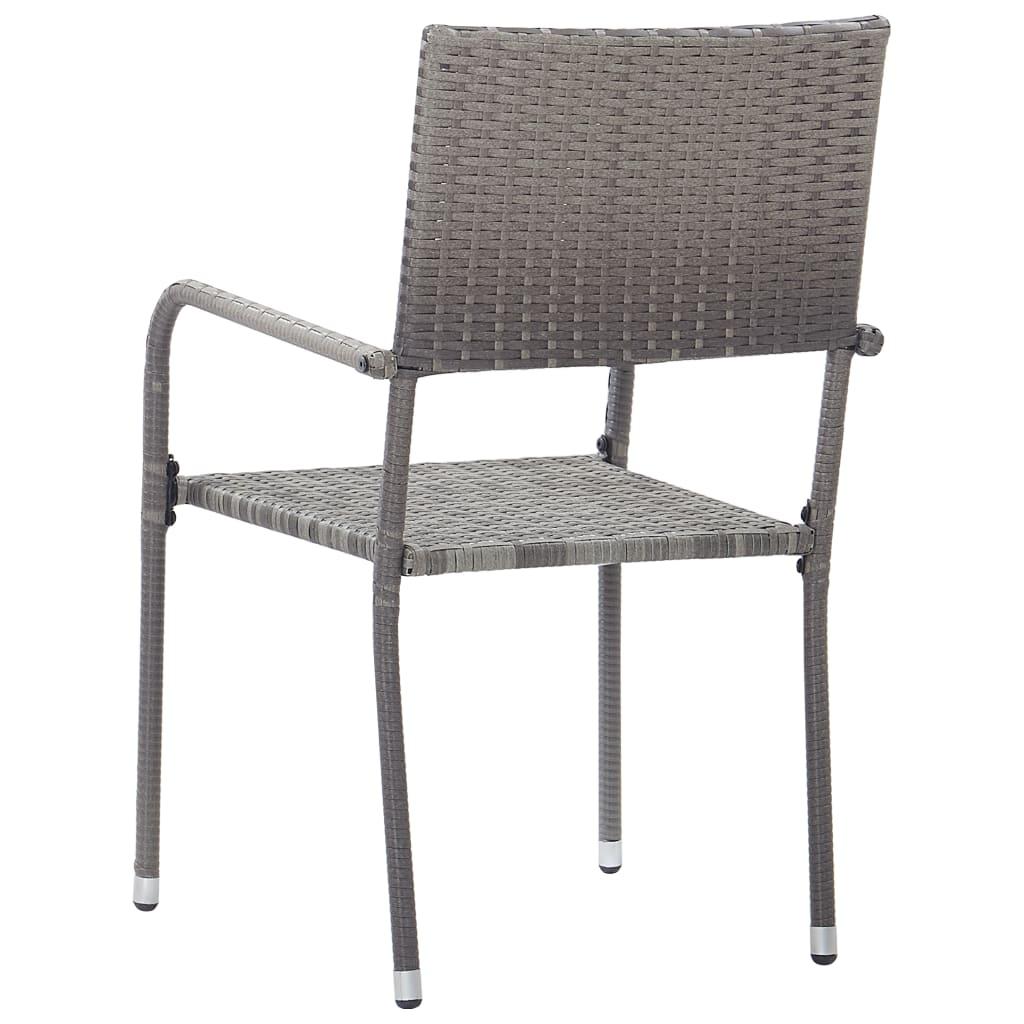 Havestole 4 stk. stabelbare polyrattan grå