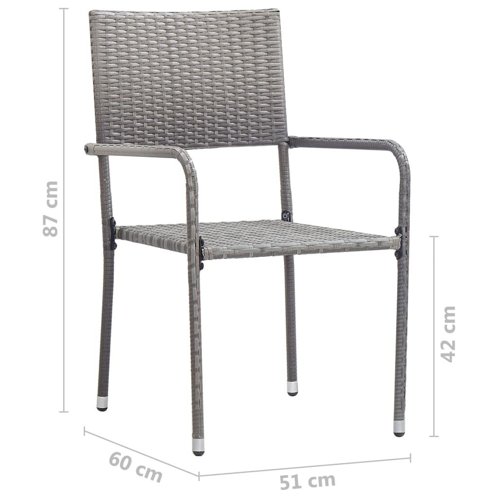 Havestole 4 stk. stabelbare polyrattan grå