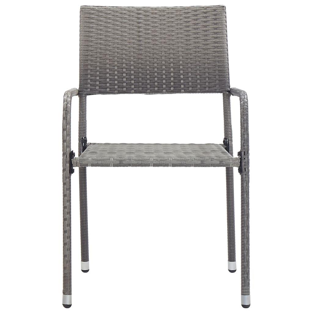 Havestole 6 stk. stabelbare polyrattan grå