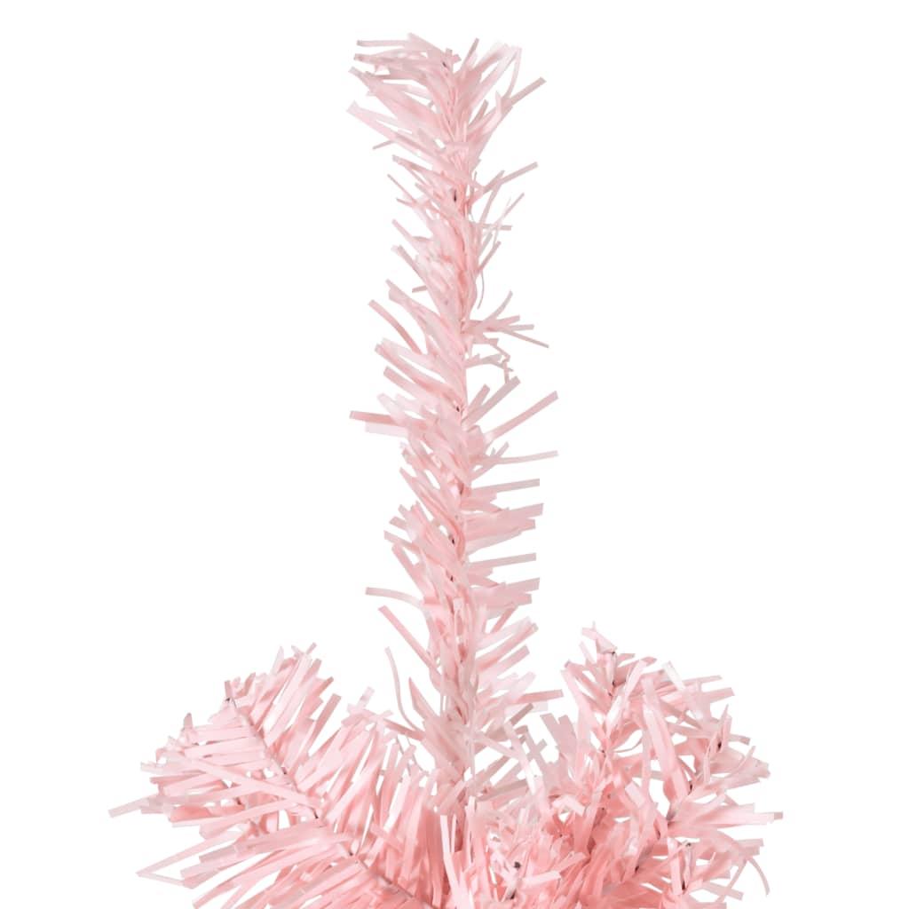Kunstigt halvt juletræ med juletræsfod 210 cm smalt pink