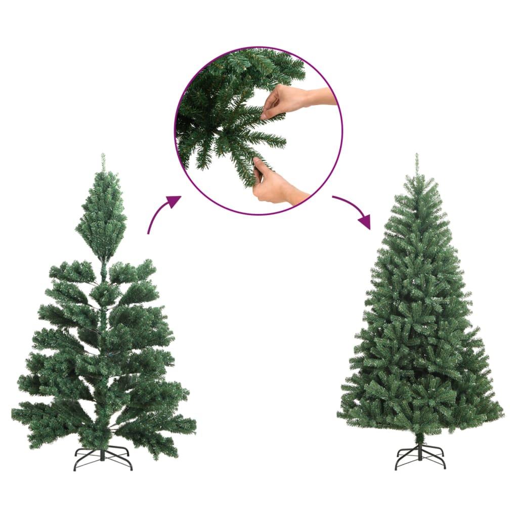 Kunstigt halvt juletræ med juletræsfod 210 cm smalt pink