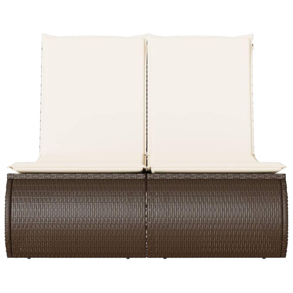 Solseng med hynder polyrattan brun