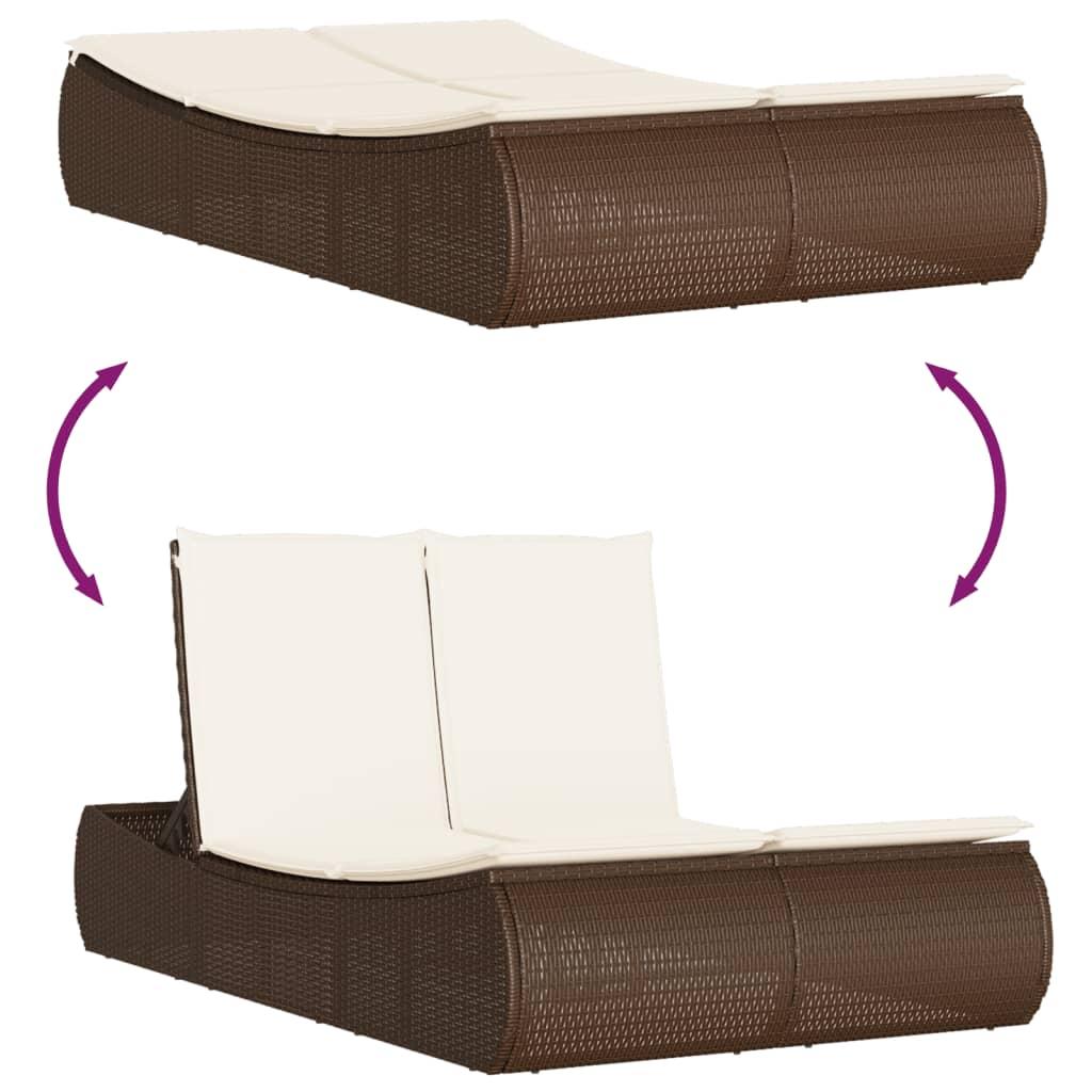 Solseng med hynder polyrattan brun