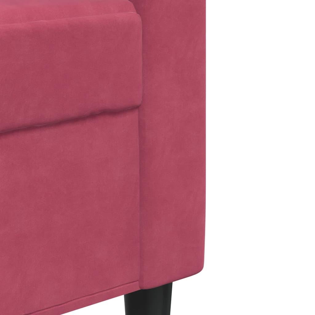 3-personers sofa 210 cm fløjl vinrød