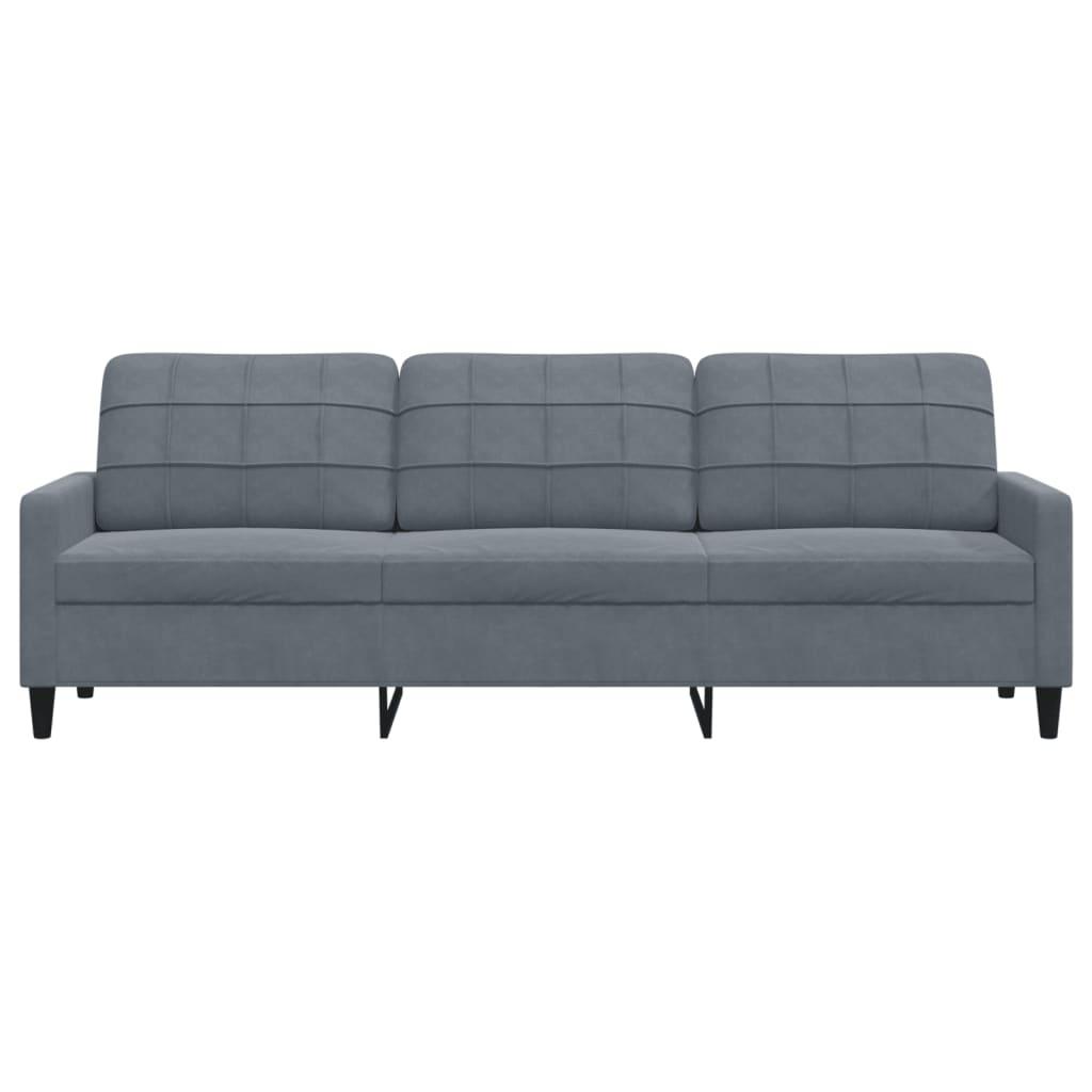 3-personers sofa 210 cm fløjl mørkegrå