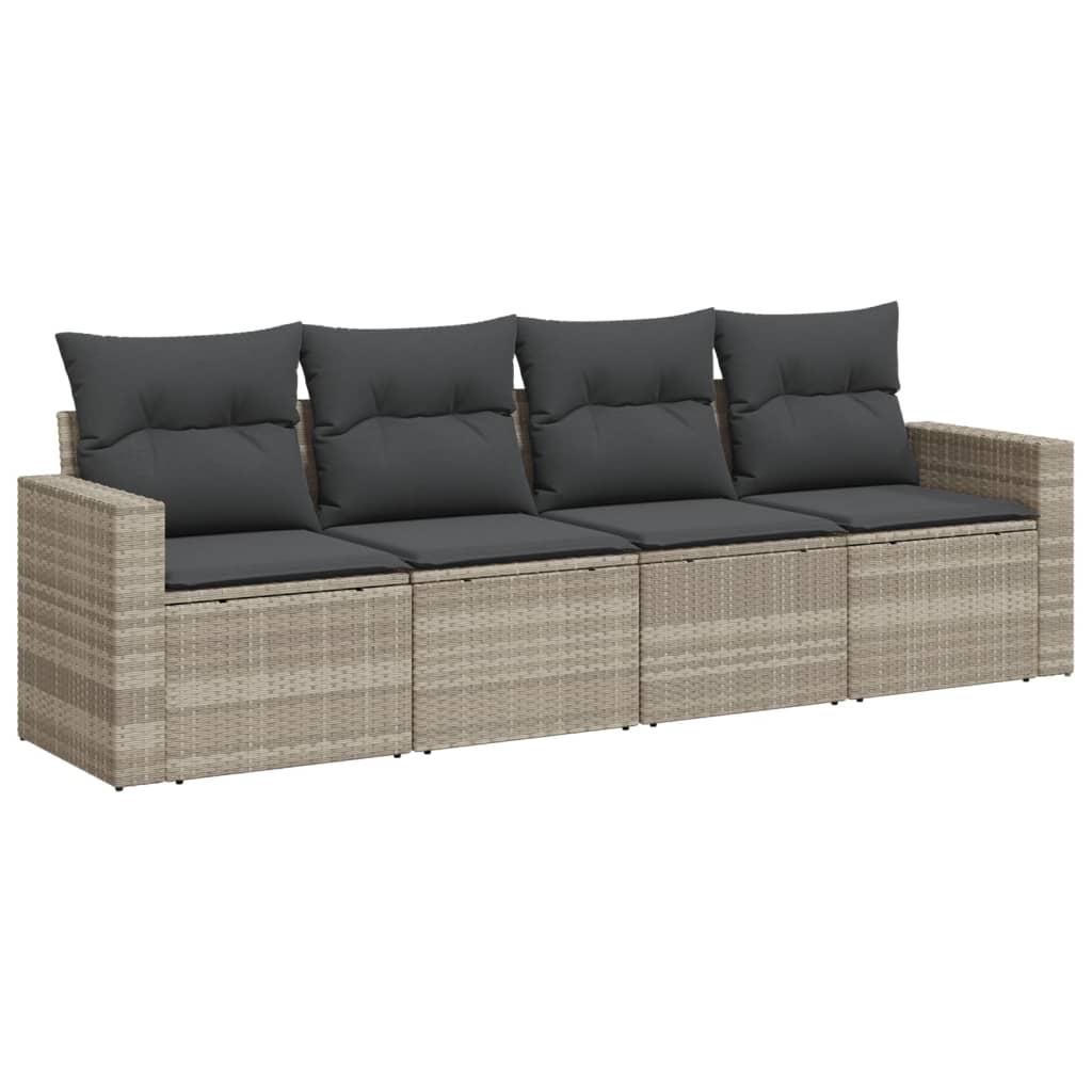 Sofasæt til haven 4 dele med hynder polyrattan lysegrå