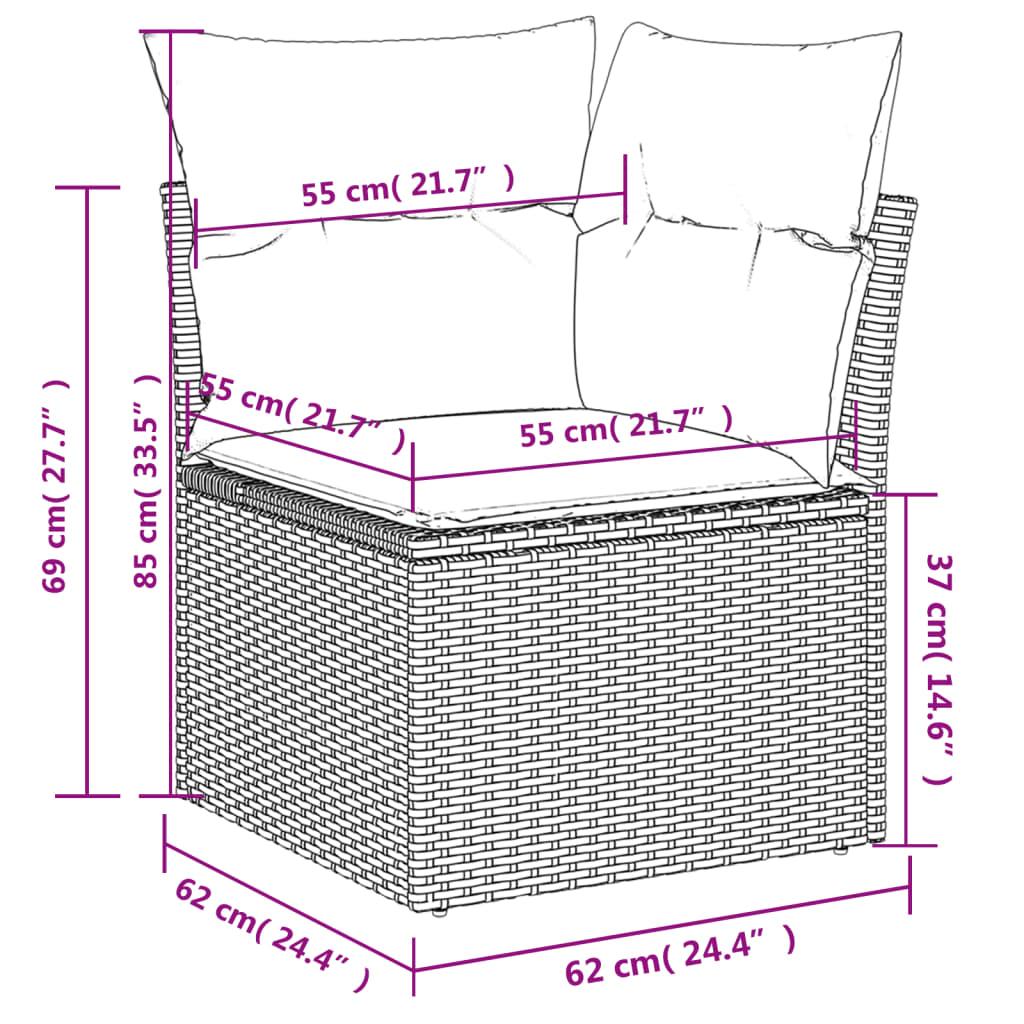 Sofasæt til haven 10 dele med hynder polyrattan lysegrå