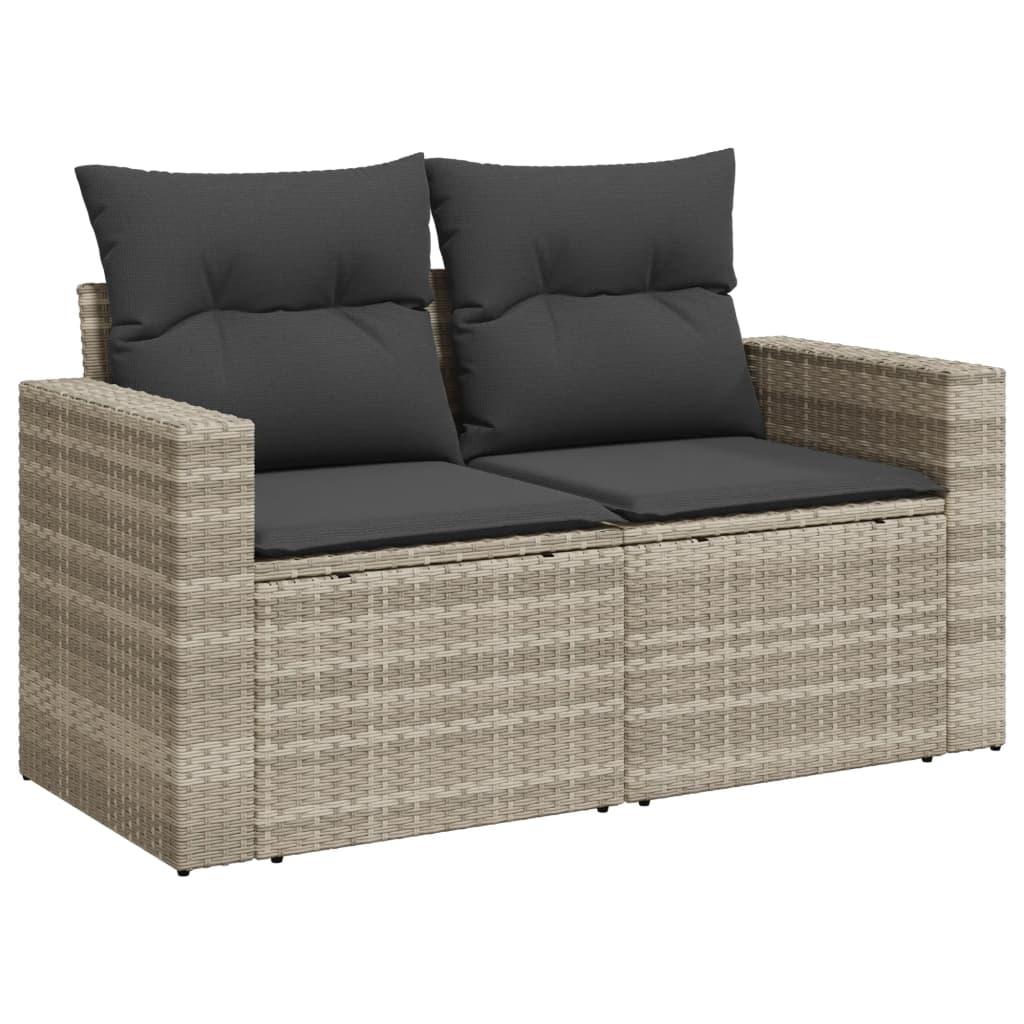 Sofasæt til haven 9 dele med hynder polyrattan lysegrå
