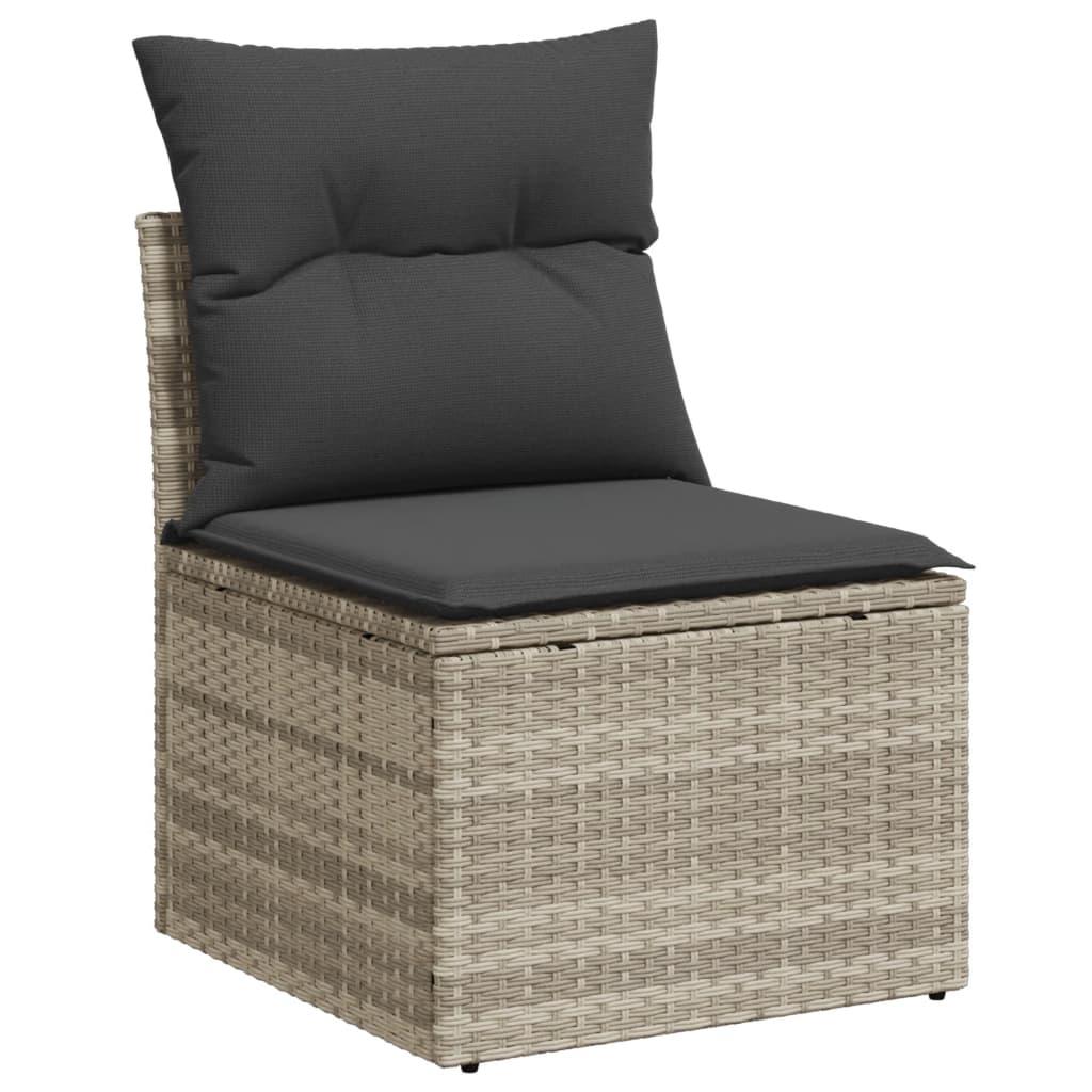 Sofasæt til haven 9 dele med hynder polyrattan lysegrå