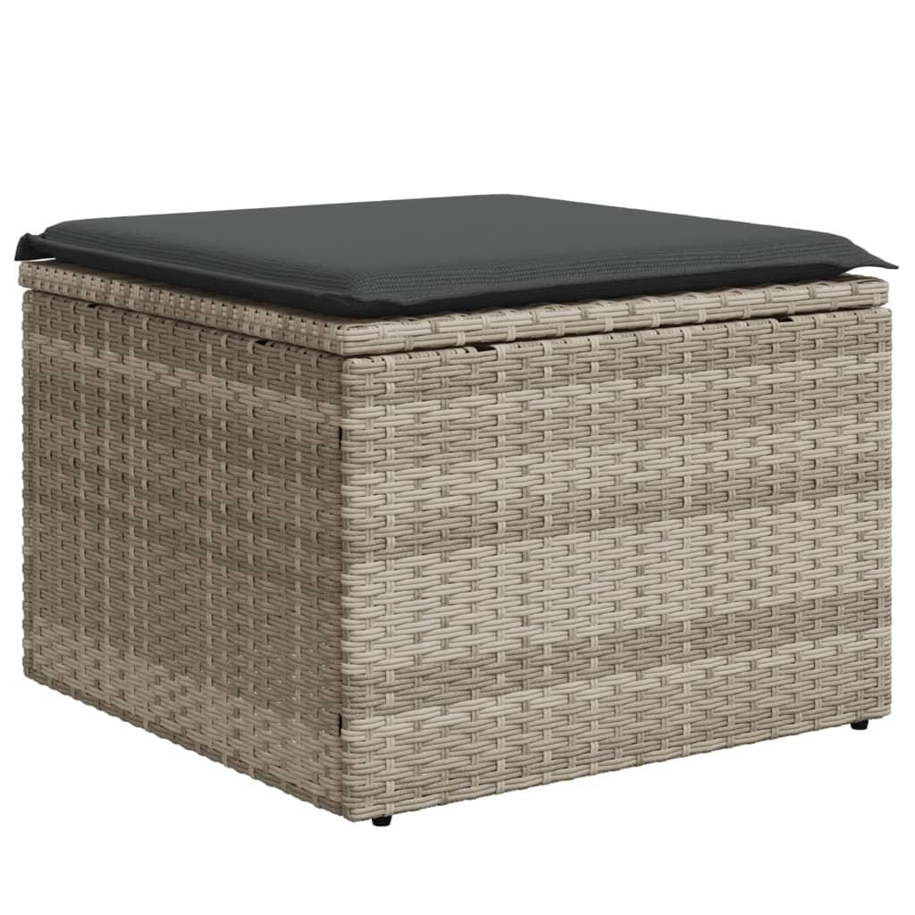 Sofasæt til haven 9 dele med hynder polyrattan lysegrå