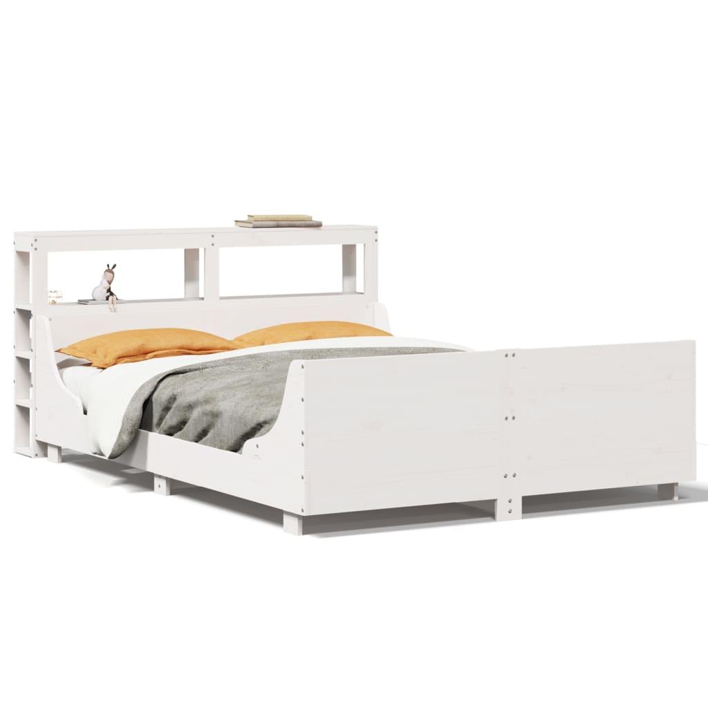 Sengeramme uden madras 135x190 cm massivt fyrretræ hvid