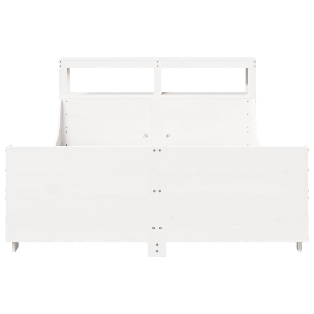 Sengeramme uden madras 135x190 cm massivt fyrretræ hvid