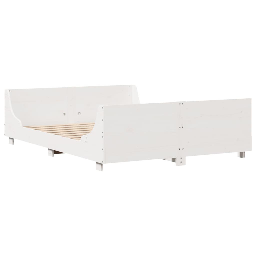 Sengeramme uden madras 135x190 cm massivt fyrretræ hvid