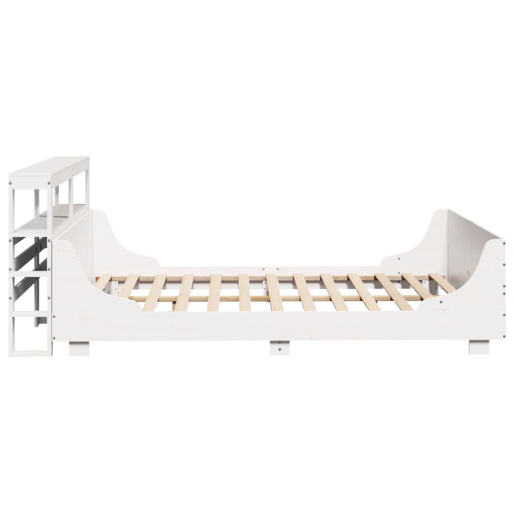 Sengeramme uden madras 135x190 cm massivt fyrretræ hvid