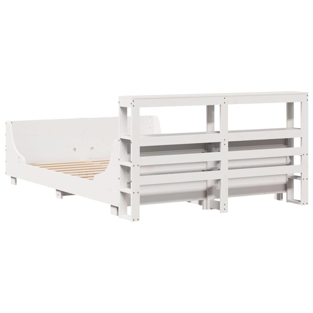 Sengeramme uden madras 135x190 cm massivt fyrretræ hvid
