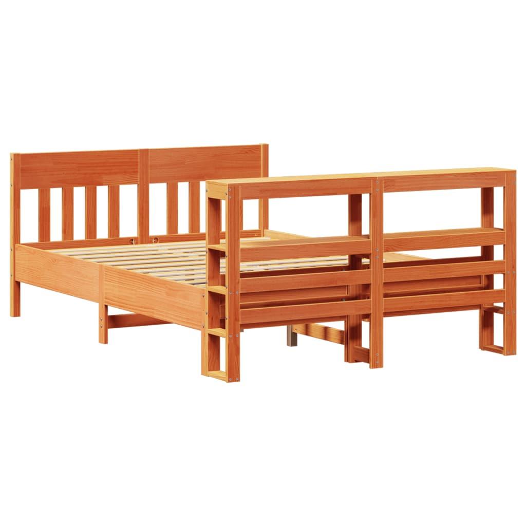 Sengeramme uden madras 140x200 cm massivt fyr gyldenbrun