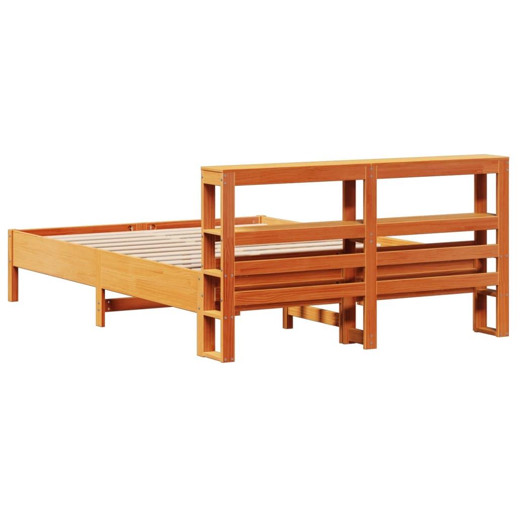 Sengeramme uden madras 140x200 cm massivt fyr gyldenbrun