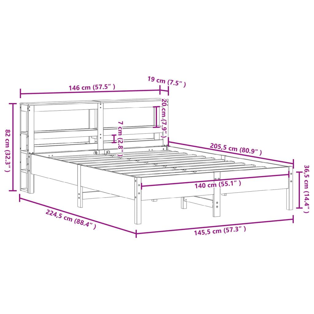 Sengeramme uden madras 140x200 cm massivt fyr gyldenbrun