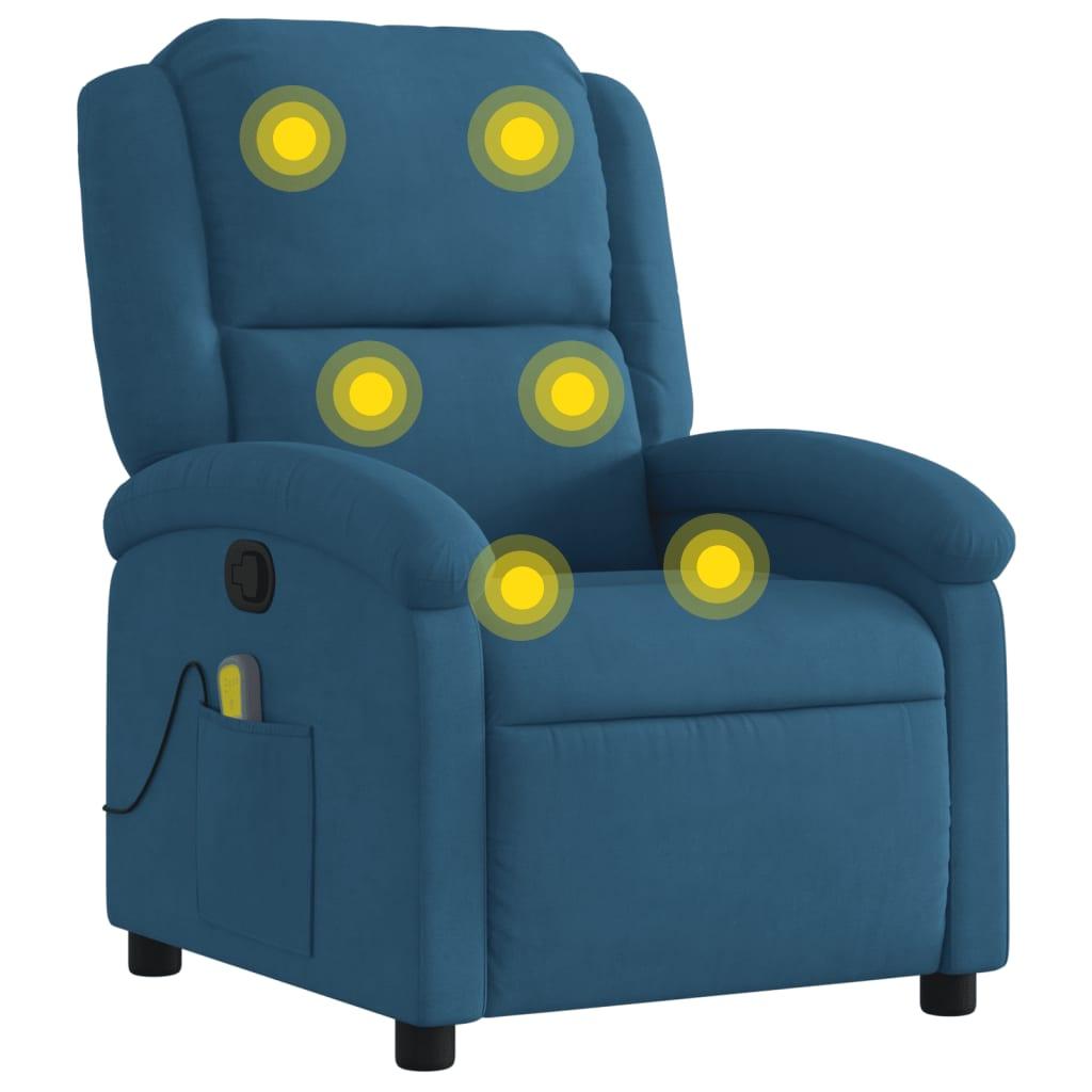 Massagestol velour blå