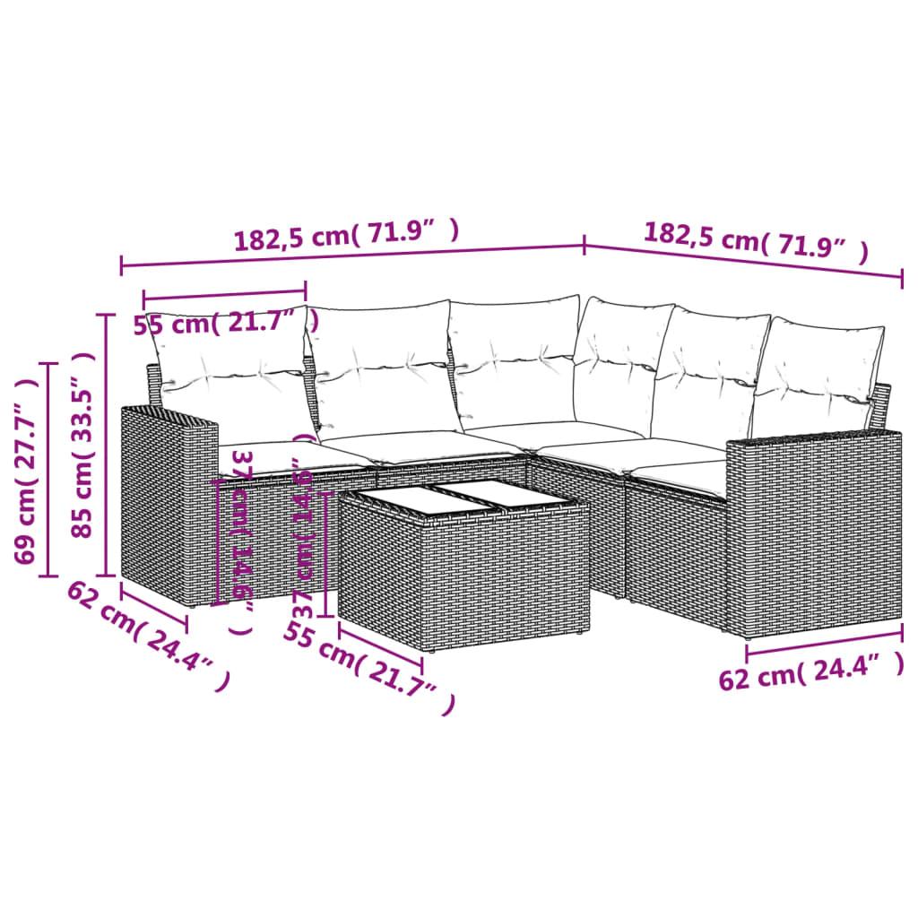 Sofasæt til haven 6 dele med hynder polyrattan lysegrå