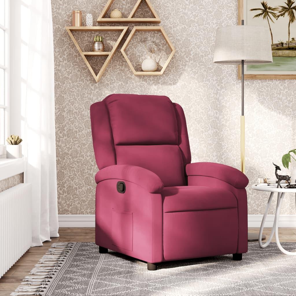 Lænestol velour vinrød