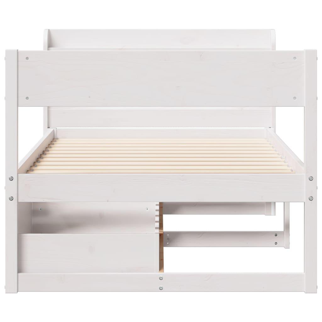 Sengeramme uden madras 90x200 cm massivt fyrretræ hvid