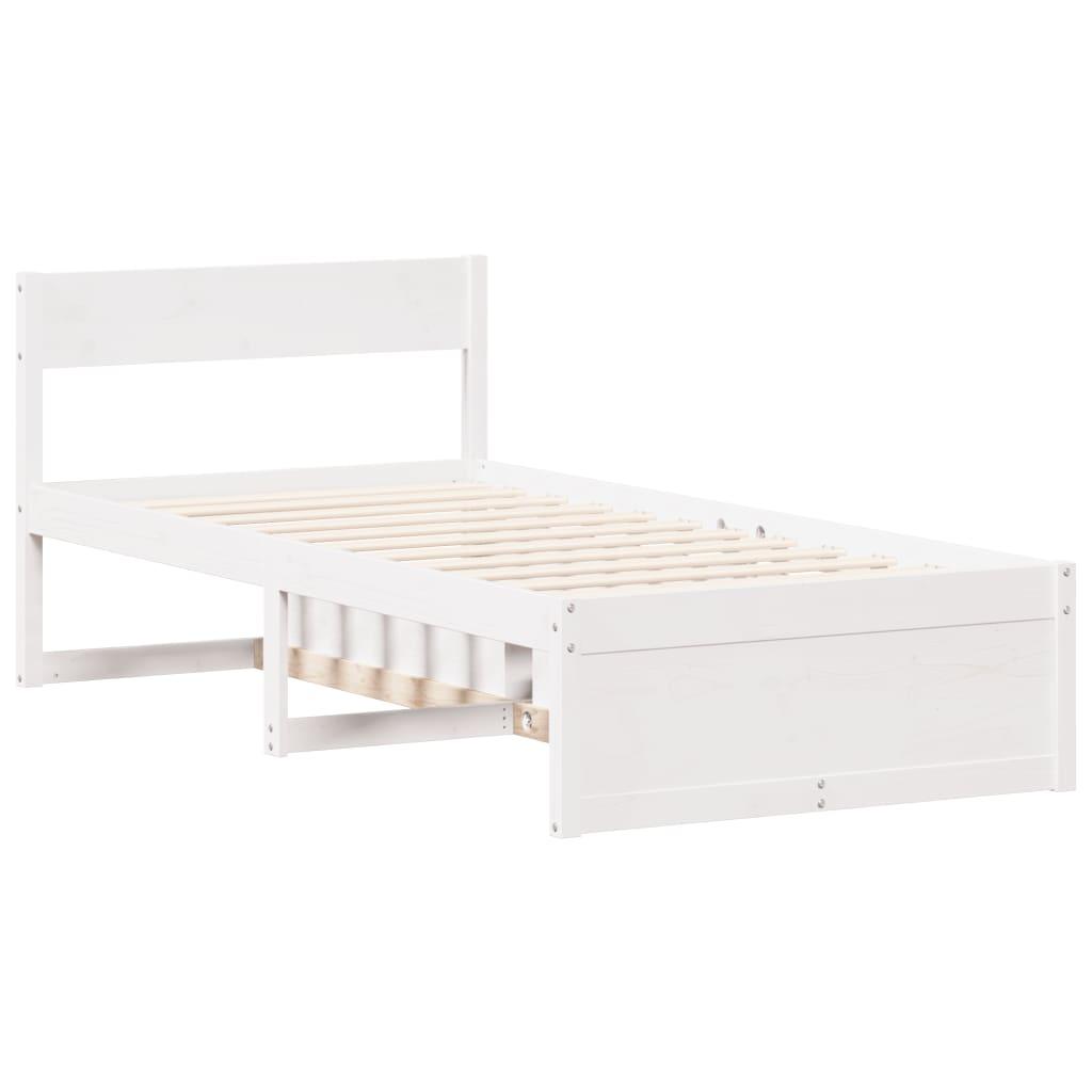 Sengeramme uden madras 90x200 cm massivt fyrretræ hvid