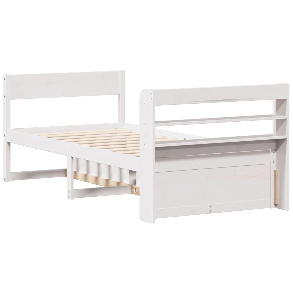 Sengeramme uden madras 75x190 cm massivt fyrretræ hvid