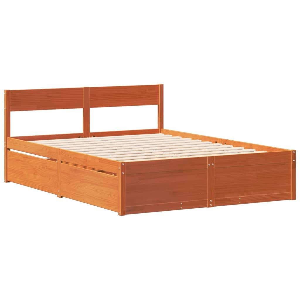 Sengeramme uden madras 150x200 cm massivt fyrretræ gyldenbrun