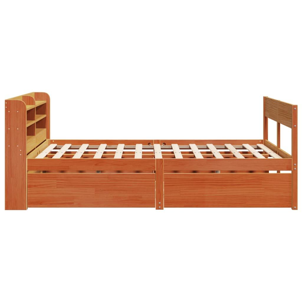 Sengeramme uden madras 150x200 cm massivt fyrretræ gyldenbrun