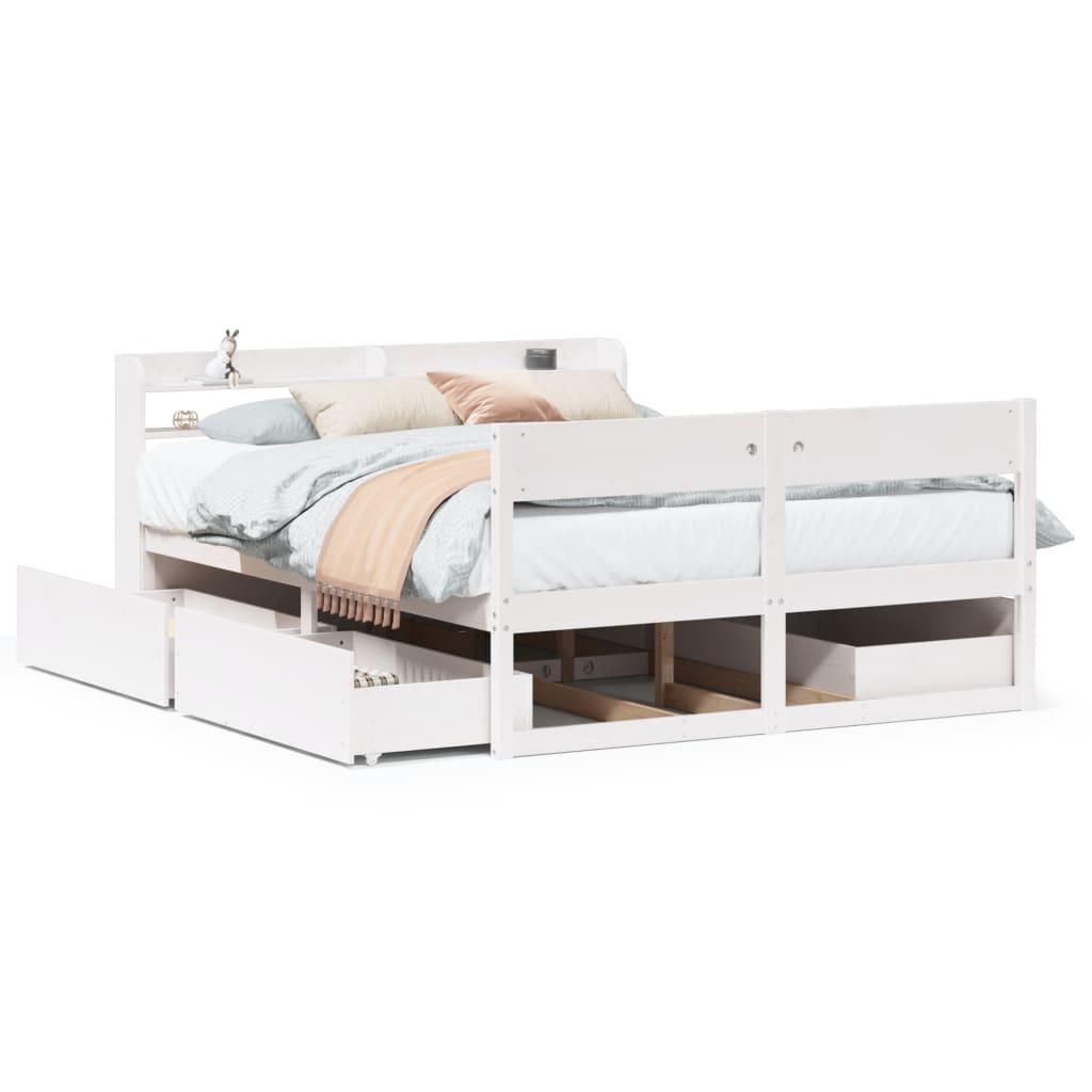Sengeramme uden madras 140x190 cm massivt fyrretræ hvid