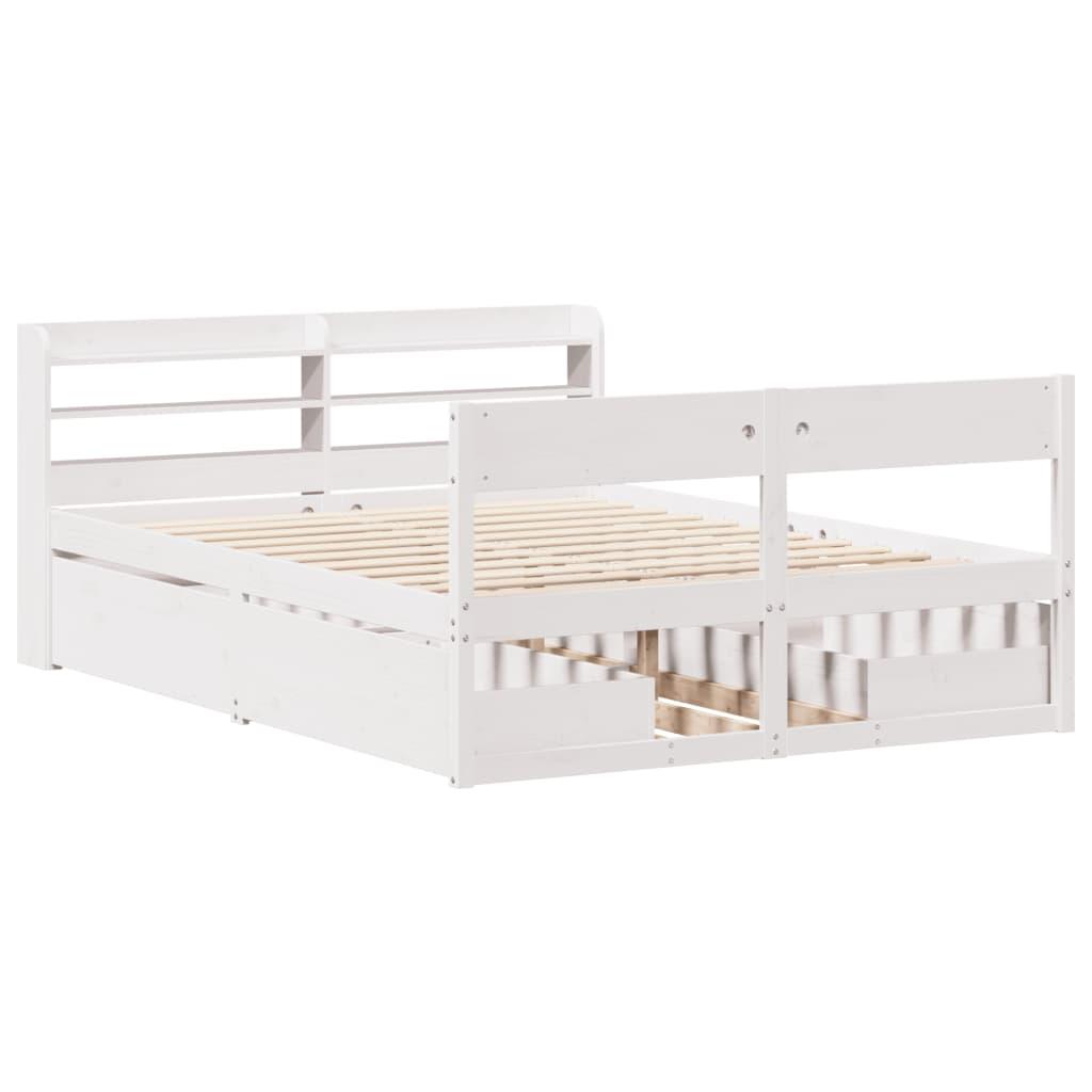 Sengeramme uden madras 140x190 cm massivt fyrretræ hvid