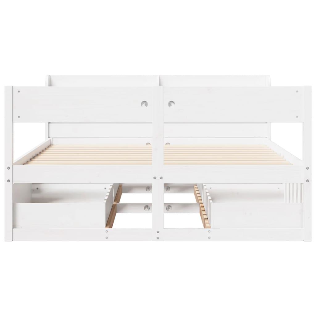 Sengeramme uden madras 140x190 cm massivt fyrretræ hvid