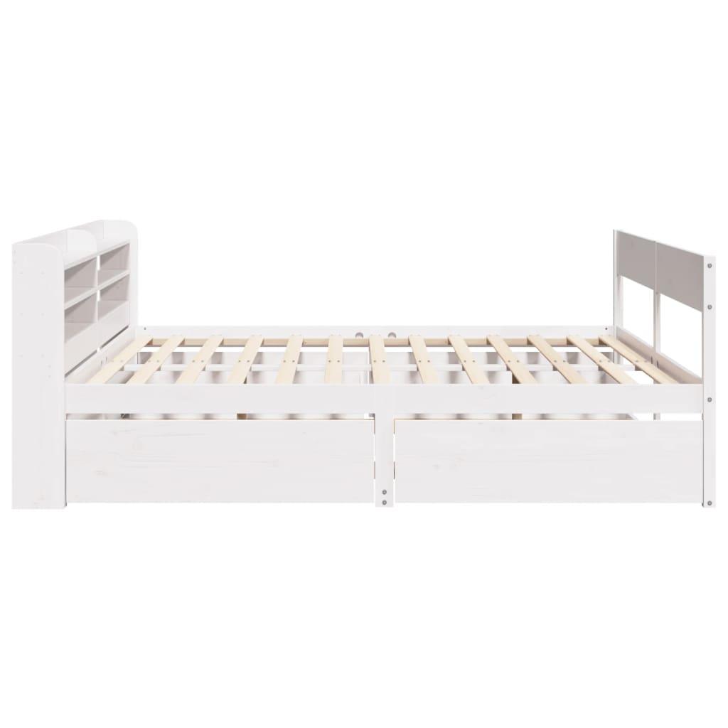 Sengeramme uden madras 140x190 cm massivt fyrretræ hvid