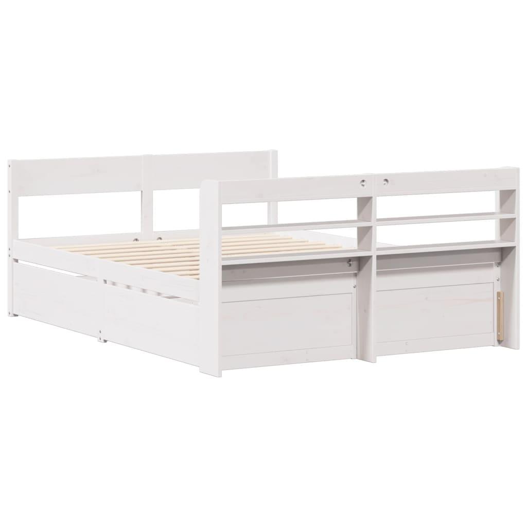 Sengeramme uden madras 140x190 cm massivt fyrretræ hvid