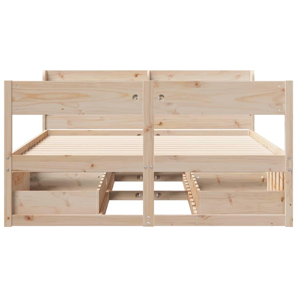 Sengeramme uden madras 135x190 cm massivt fyrretræ hvid