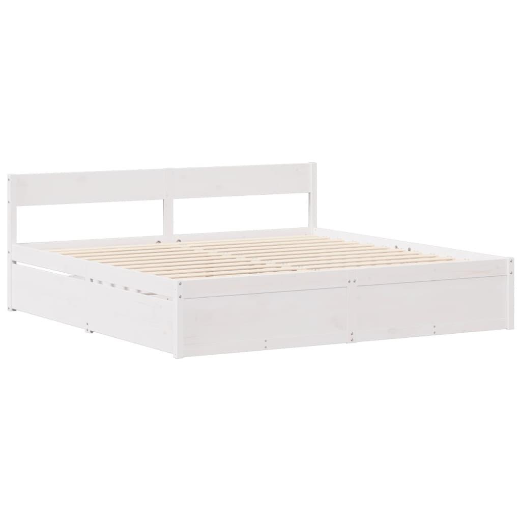 Sengeramme uden madras 160x200 cm massivt fyrretræ hvid