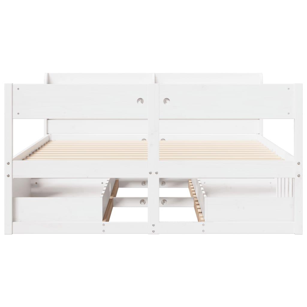 Sengeramme uden madras 150x200 cm massivt fyrretræ hvid