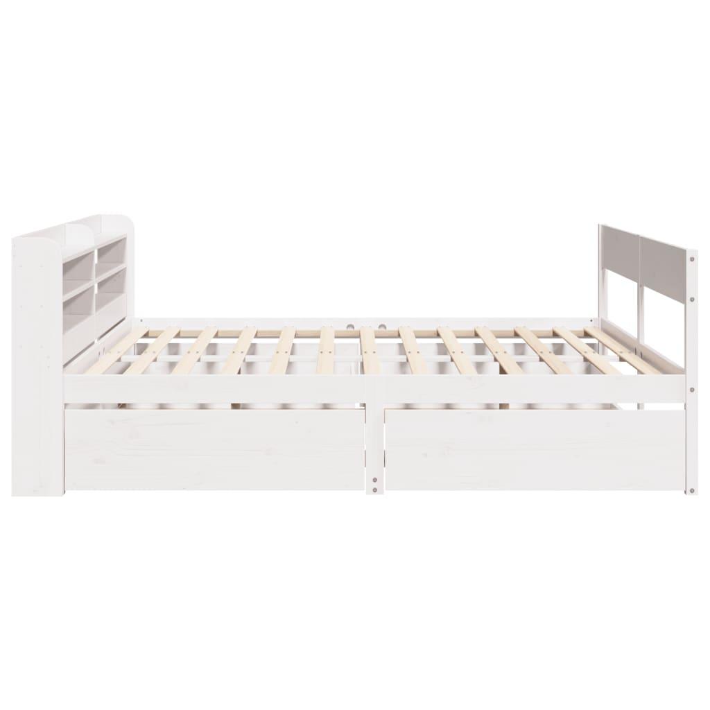 Sengeramme uden madras 150x200 cm massivt fyrretræ hvid