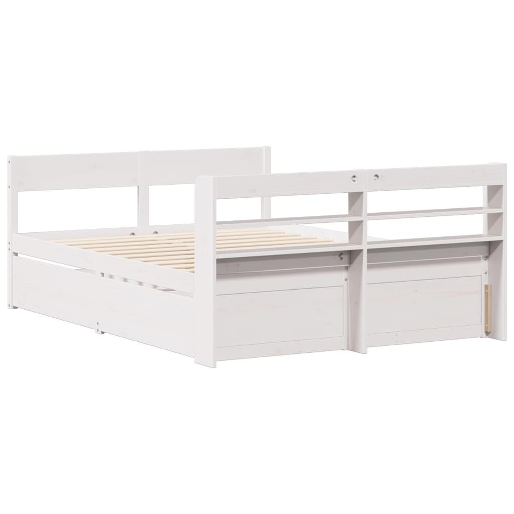 Sengeramme uden madras 150x200 cm massivt fyrretræ hvid
