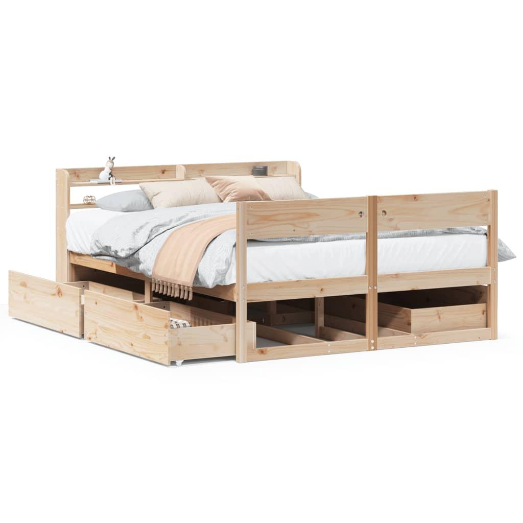Sengeramme uden madras 140x190 cm massivt fyrretræ