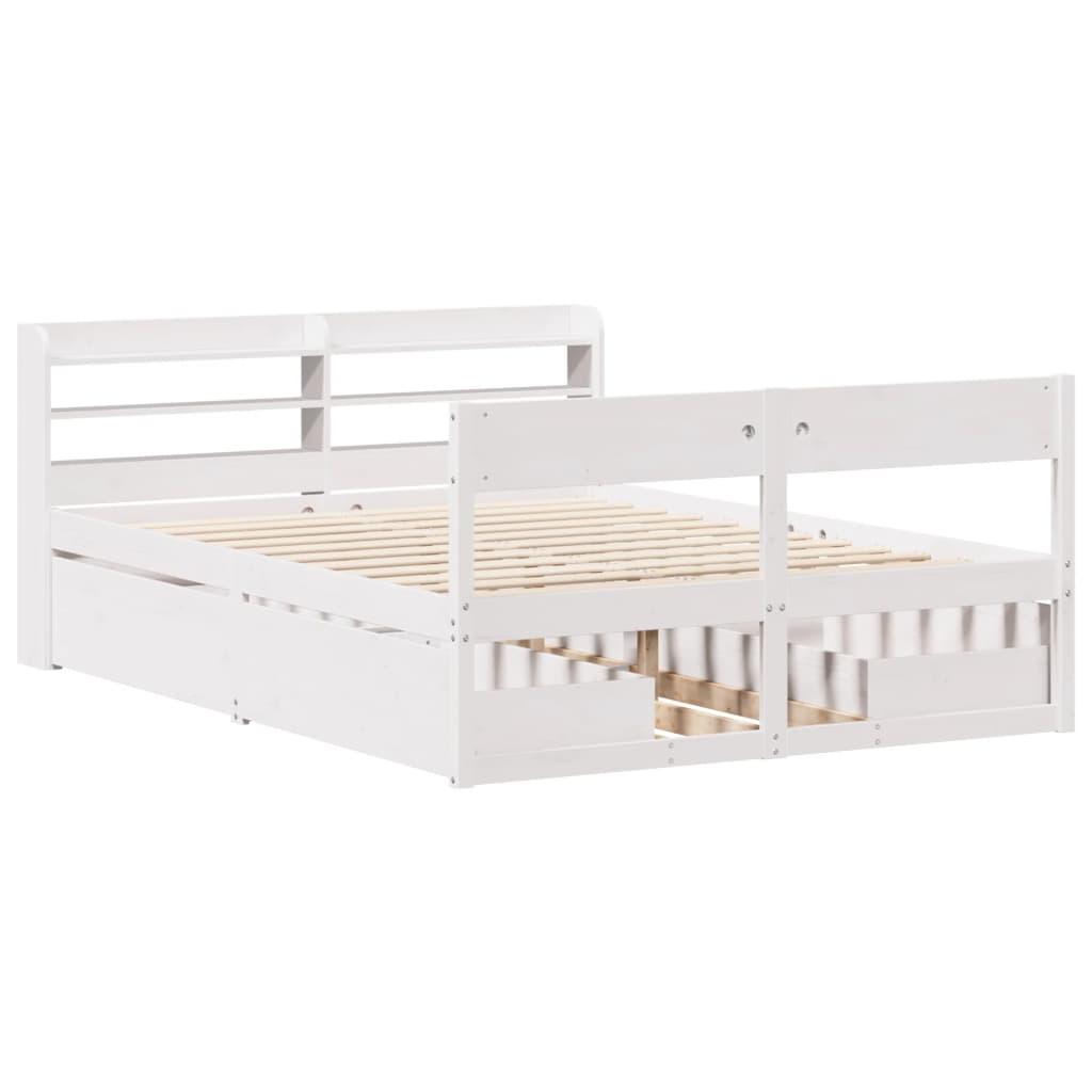 Sengeramme uden madras 120x190 cm massivt fyrretræ hvid