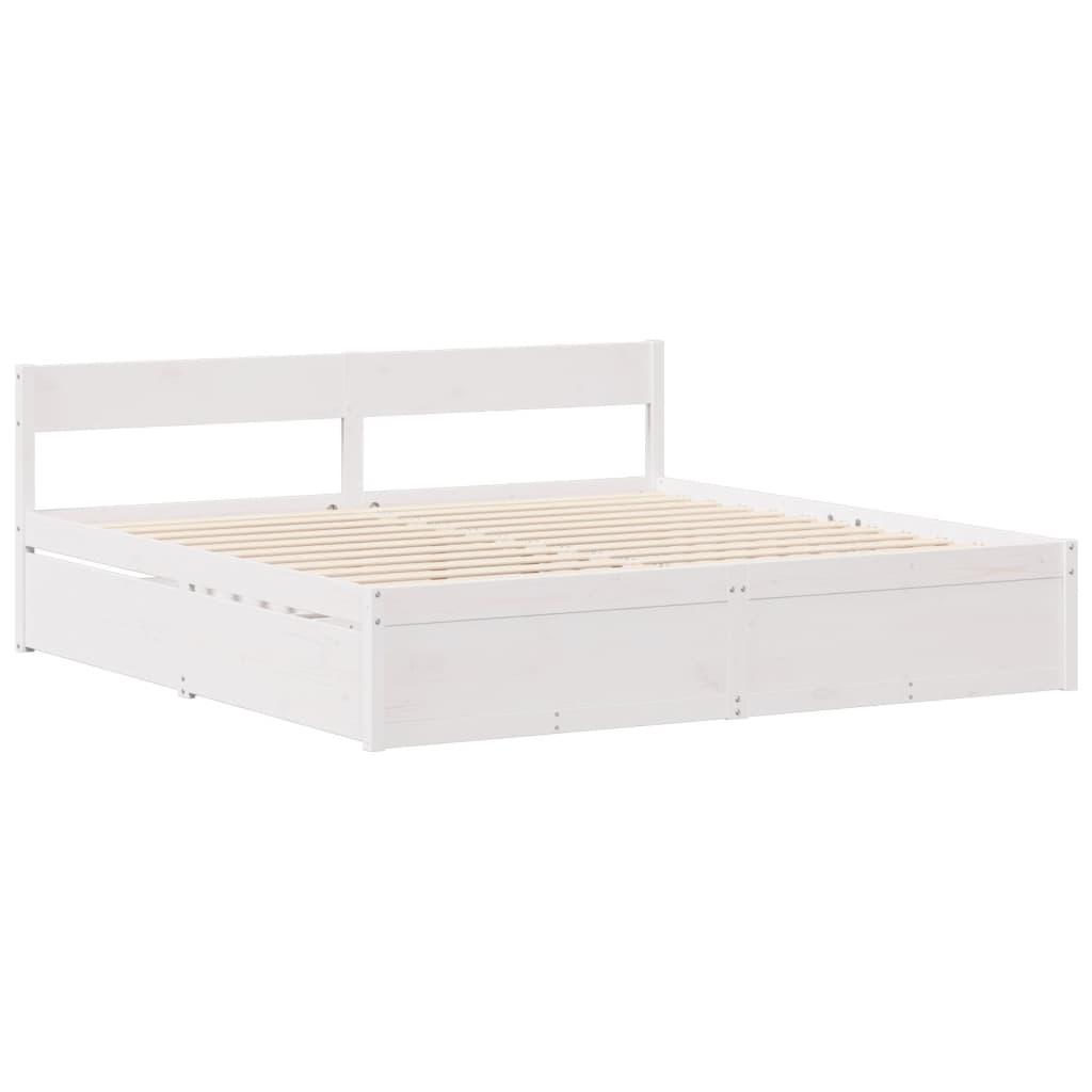 Sengeramme uden madras 120x190 cm massivt fyrretræ hvid