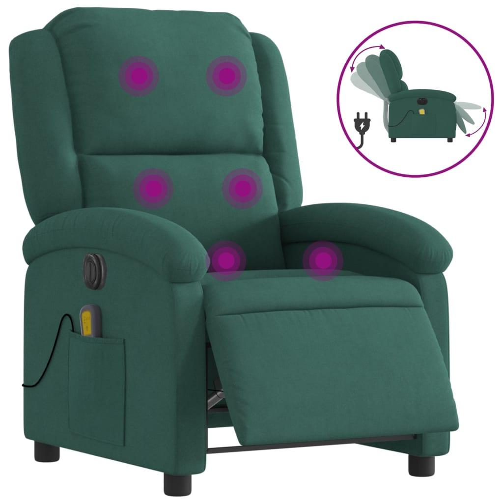 Massagestol velour mørkegrøn