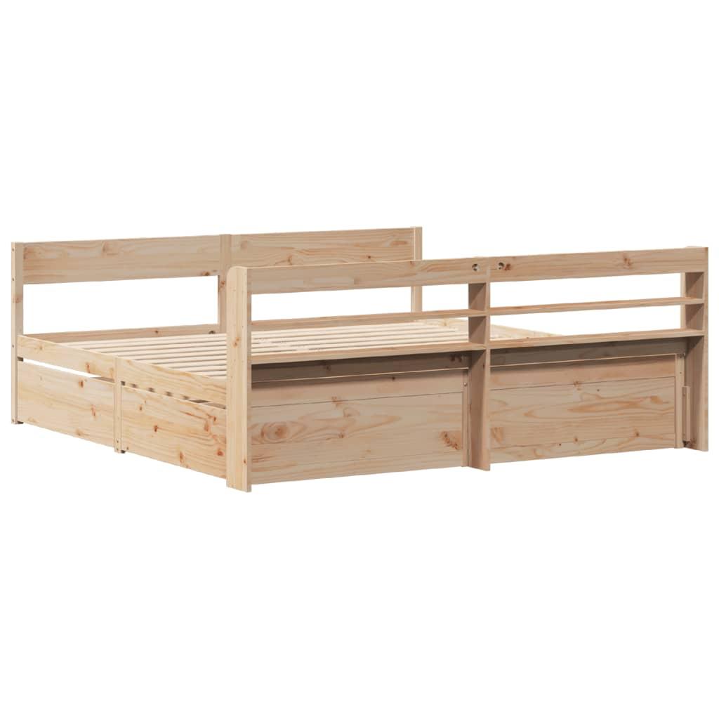 Sengeramme uden madras 200x200 cm massivt fyrretræ